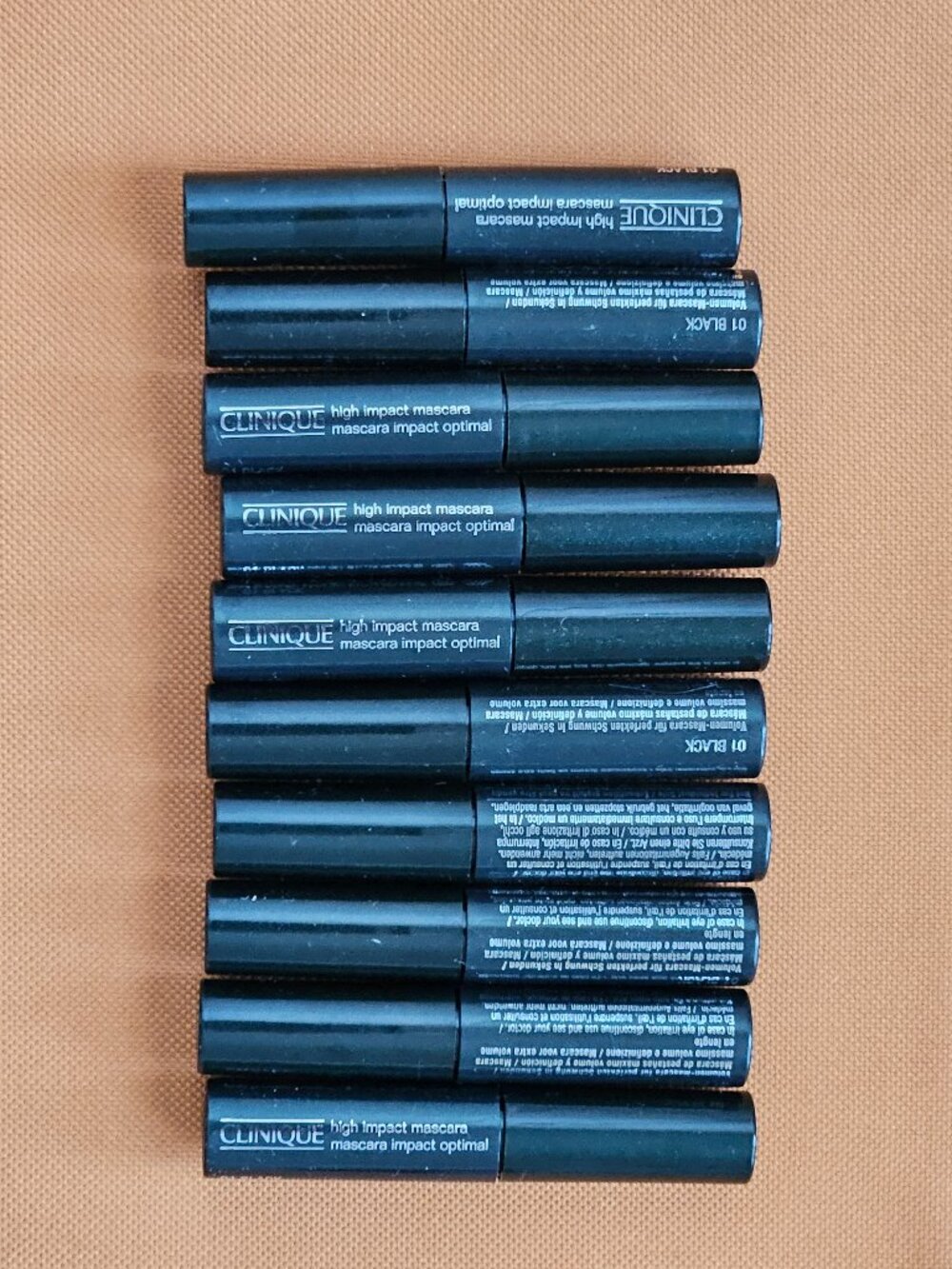 10x Clinique High Impact Mascara 01 Black 0.14oz 3.5ml Each Travel Size NEW